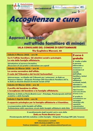 Un corso per formare nuove famiglie affidatarie a Grottammare a partire da sabato 8 Marzo