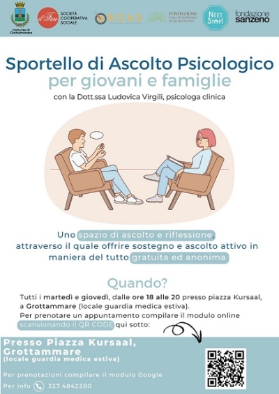 Sportello psicologico gratuito per giovani e famiglie