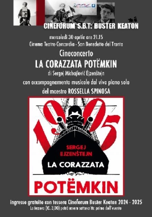 Cineforum Sbt &quot;Buster Keaton&quot;, cineconcerto: mercoledì 30 aprile proiezione del film LA CORAZZATA POTËMKIN di S. M. Ejzenstejn