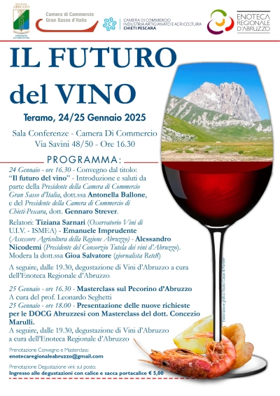 A Teramo “Il futuro del vino”, due giorni dedicati all'enologia abruzzese