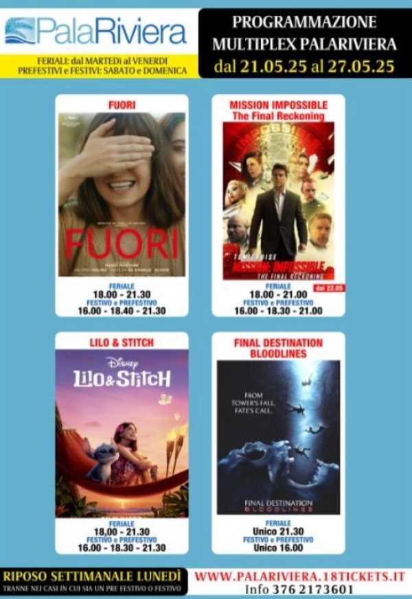 Nuova programmazione settimanale del Multiplex PalaRiviera di San Benedetto del Tronto