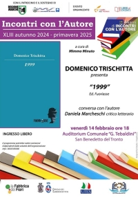 Venerdì 14 febbraio Domenico Trischitta presenta il libro “1999” all&#039;Auditorium comunale