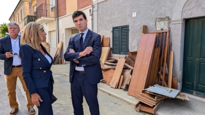 SOPRALLUOGO DEL PRESIDENTE FRANCESCO ACQUAROLI A CASTELFERRETTI DI FALCONARA, UNA DELLE ZONE PIÙ COLPITE DAL MALTEMPO DEL 18 E 19 SETTEMBRE