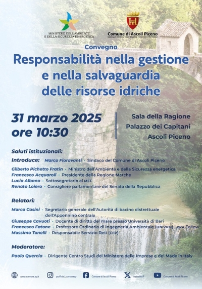 Palazzo dei Capitani, incontro divulgativo dedicato al tema della gestione responsabile delle risorse idriche