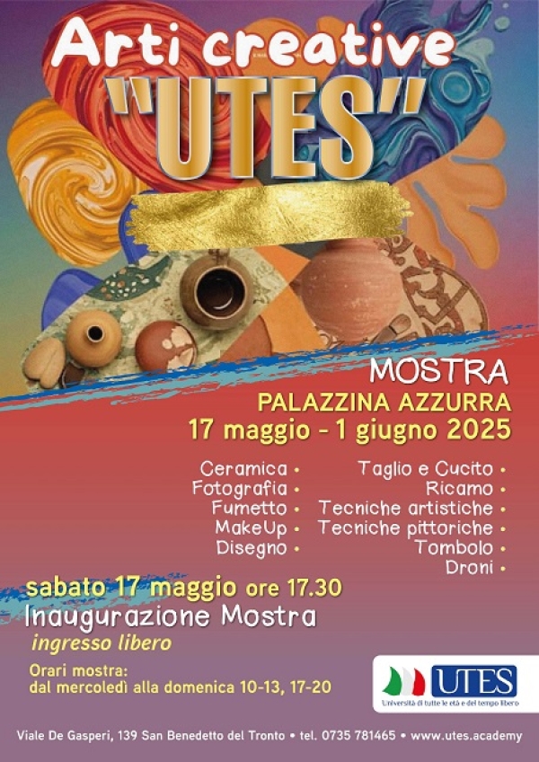 Prossima apertura della mostra “Arti Creative” presso la Palazzina Azzurra a cura dell’UTES di San Benedetto