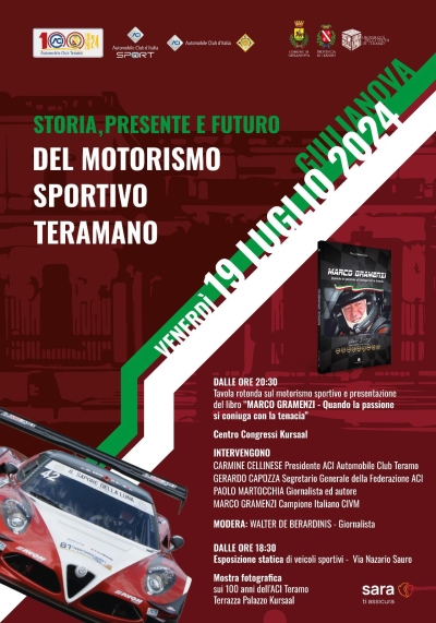 Giulianova ospita un tributo al motorismo sportivo grazie all’ACI di Teramo: un libro dedicato a Gramenzi e un’esposizione di vetture sportive