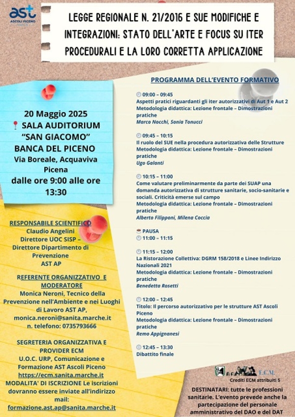 Autorizzazione e accreditamento delle strutture sanitarie nella Regione Marche: un incontro ad Acquaviva per promuovere qualità, sicurezza e appropriatezza