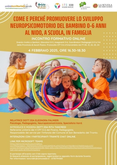 Il “Sistema Integrato 0-6 Piceno” propone due eventi formativi online sull’educazione dei bambini
