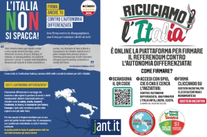 Il 3 e 4 agosto raccolta firme contro l&#039;Autonomia Differenziata a San Benedetto del Tronto