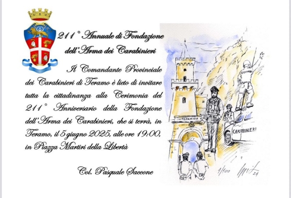 Teramo, 211° Anniversario della Fondazione dell’Arma dei Carabinieri