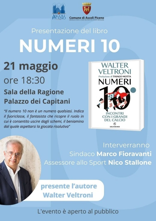 Walter Veltroni presenta in Ascoli Piceno il libro "Numeri10"